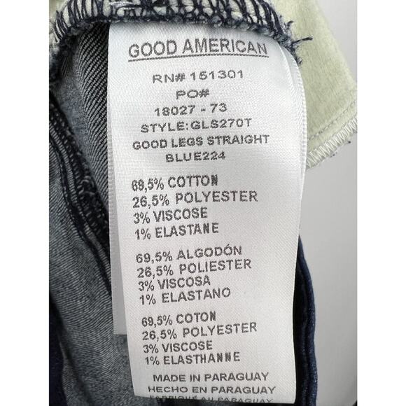 Good American Jeans Womens Good Legs High Rise Straight Stretch Size 15 Dark - Picture 7 of 9
